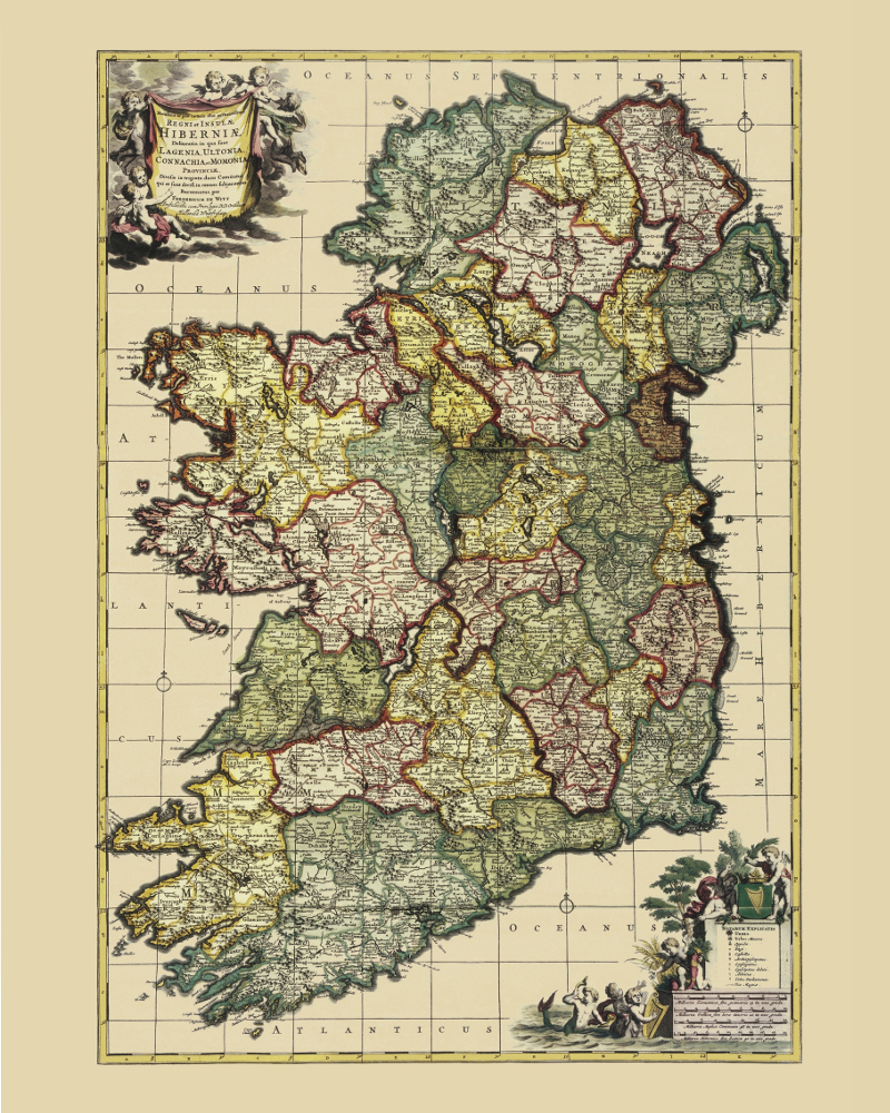 Art & Collectibles Prints Antique Map Vintage Map Old Map Ireland Map ...